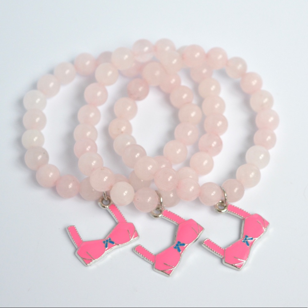 Breast Cancer Bra Boobies Awareness Beaded Bracelet